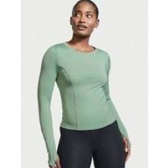 Victoria's Secret On Point Green Long Sleeve Open Back Top - Picture 1 of 5